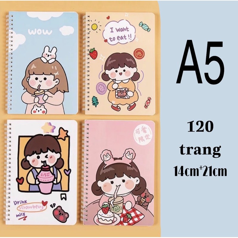 Sổ tay lò xo dễ thương A5 (120 trang)