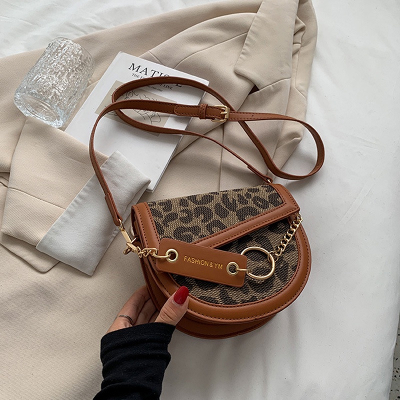 Túi đeo chéo vai IELGY họa tiết da báo phong cách cá tính dành cho nữ