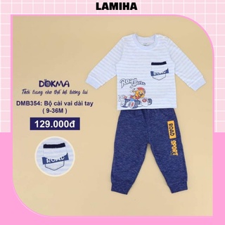 Bộ quần áo dài tay thu đông cho bé trai Dokma sale DMB356