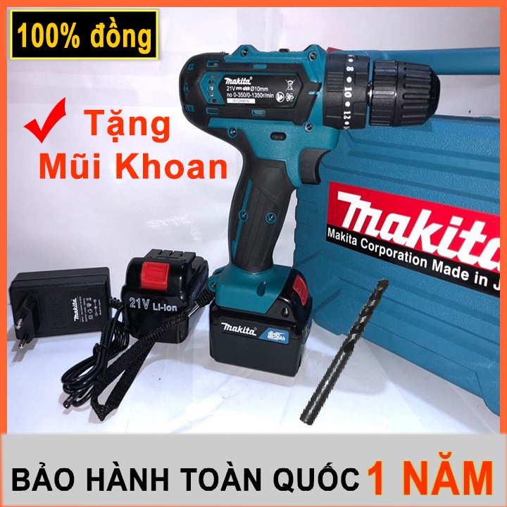 [Tặng mũi khoan] Máy khoan pin MAKITA 21V (khoan, bắt vít ) - Pin Vuông - Máy Khoan Bắt Vít 21V - Siêu khỏe trong tầm gi