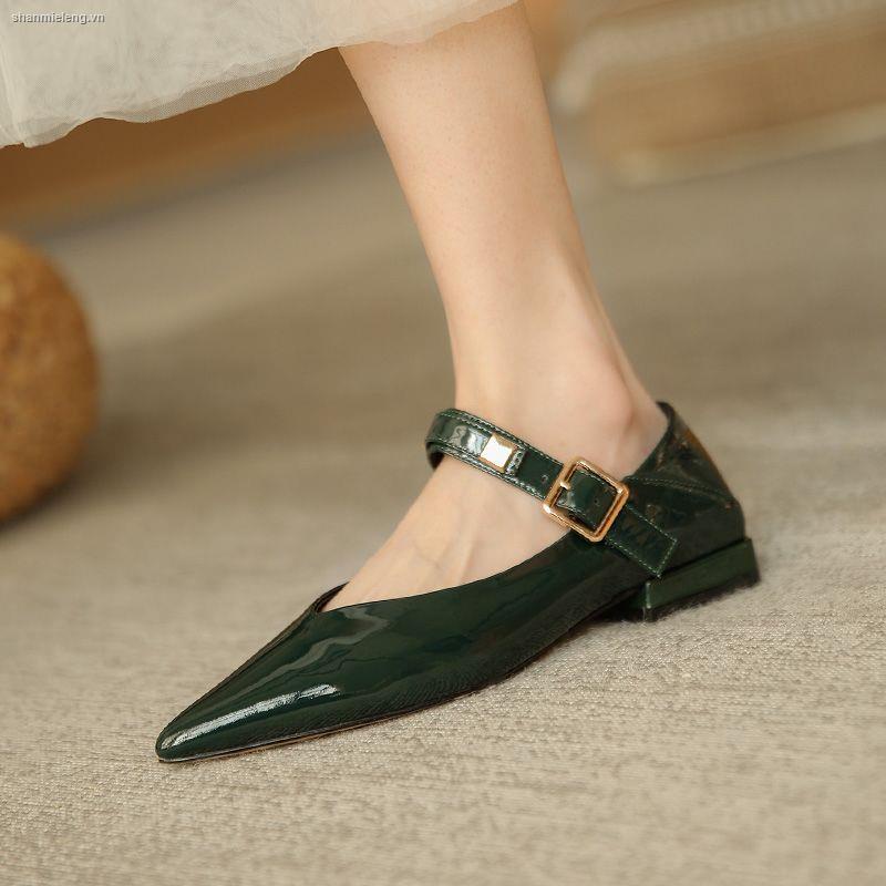 Giày búp bê đế thấp mũi nhọn phong cách Mary Jane thời trang mùa xuân 2021 cho bạn gái | BigBuy360 - bigbuy360.vn