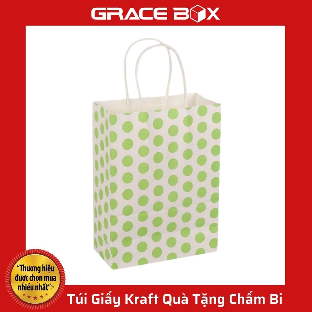{Giá Sỉ} Túi Quà Tặng Giấy Kraft Chấm Bi Xinh Xắn - Siêu Thị Bao Bì Grace Box