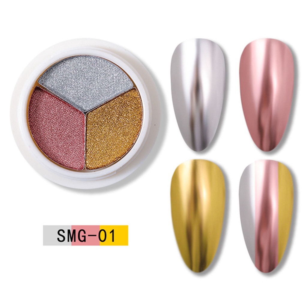 [Hàng mới về] Bột ánh kim 3 màu lấp lánh dùng trang trí móng tay đẹp mắt