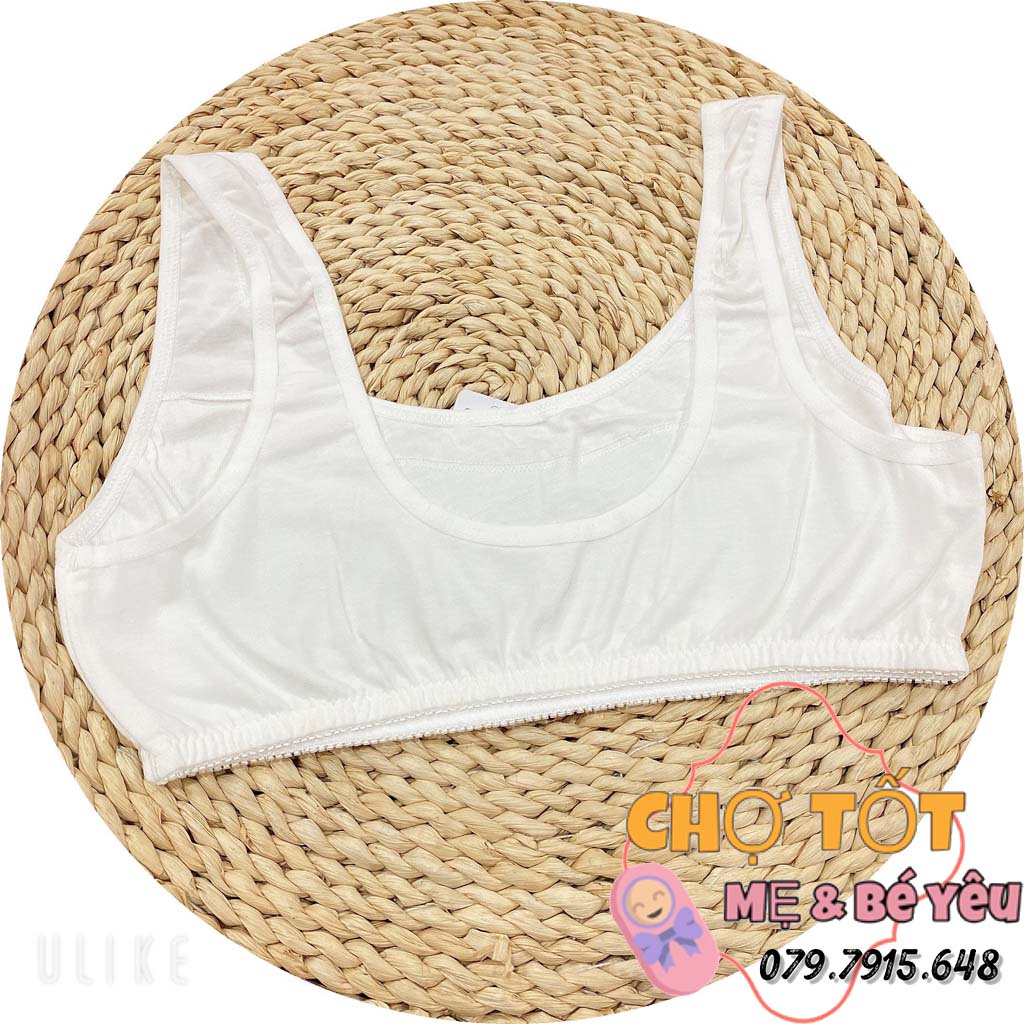 Áo ngực học sinh QUAI TO màu trắng trơn Áo lá cho bé gái cấp 1 2 chất cotton cao cấp mềm mát MS1314