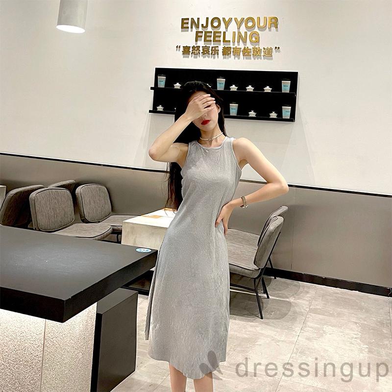 Đầm Không Tay Cổ Tròn Màu Sắc Đơn Giản Dành Cho Nữ