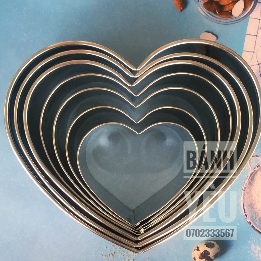 Khuôn Ring bánh inox Trái tim đủ size