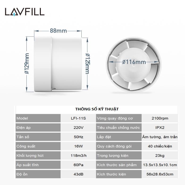 Quạt thông gió đường ống LAVFILL LFI-09S / 11S/ 13S