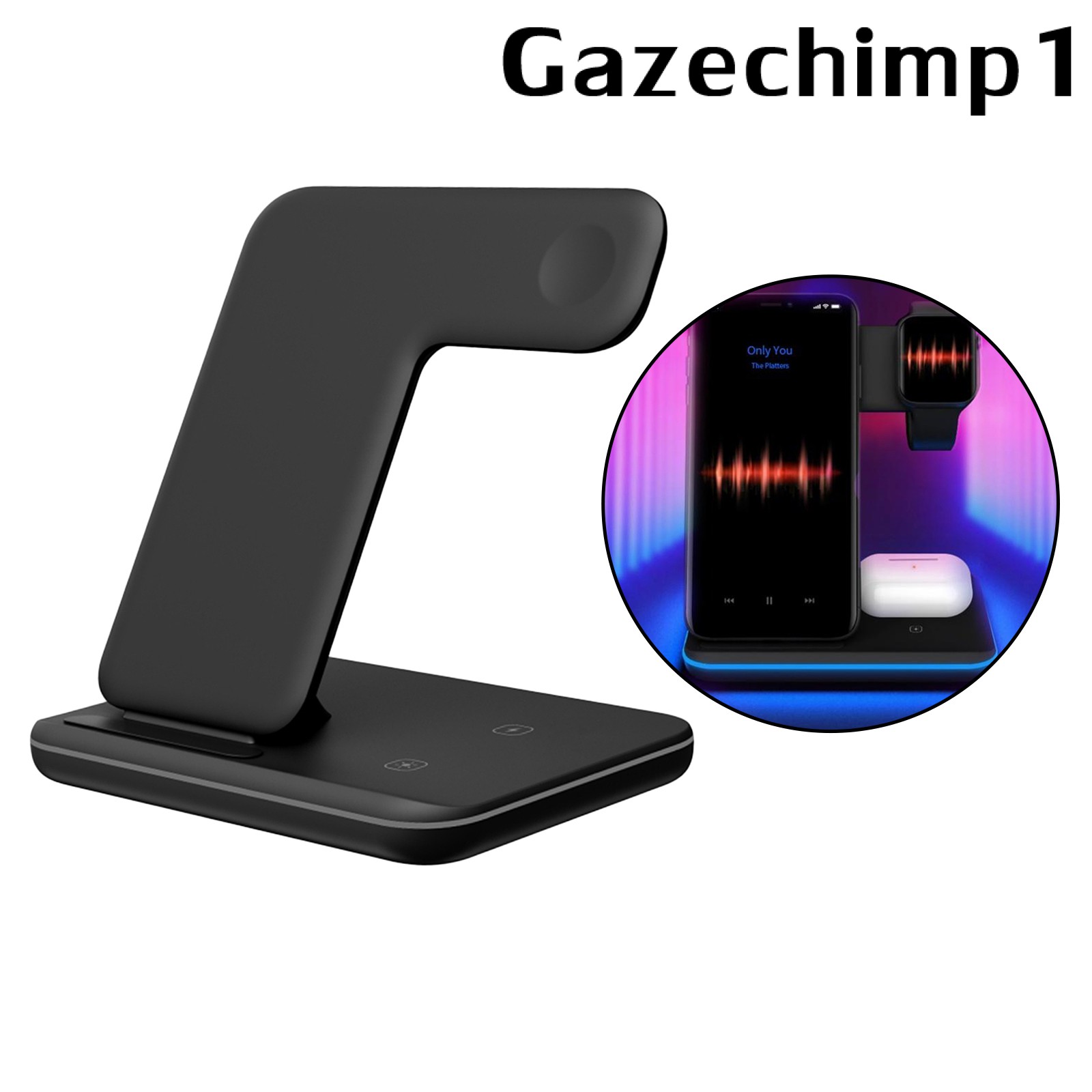 [GAZECHIMP1] Wireless Charger Stand, 15W Fast Wireless Charge Station 3 in 1 Charging for Apple Watch, for Airpods, for iPhone 11/11pro/X/XS/XR/Xs Max/8/8 Plus