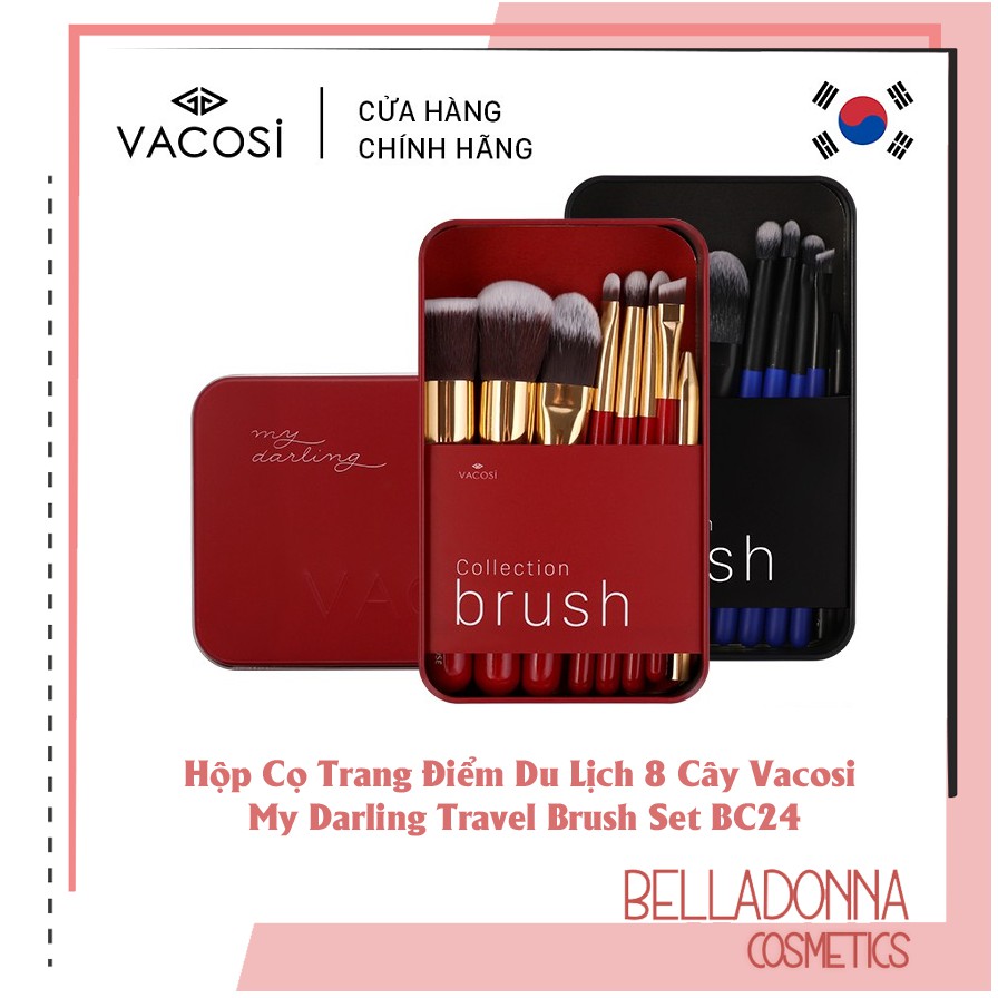 [HÀNG CHÍNH HÃNG] Hộp Cọ Trang Điểm Du Lịch 8 Cây Vacosi My Darling Travel Brush Set BC24