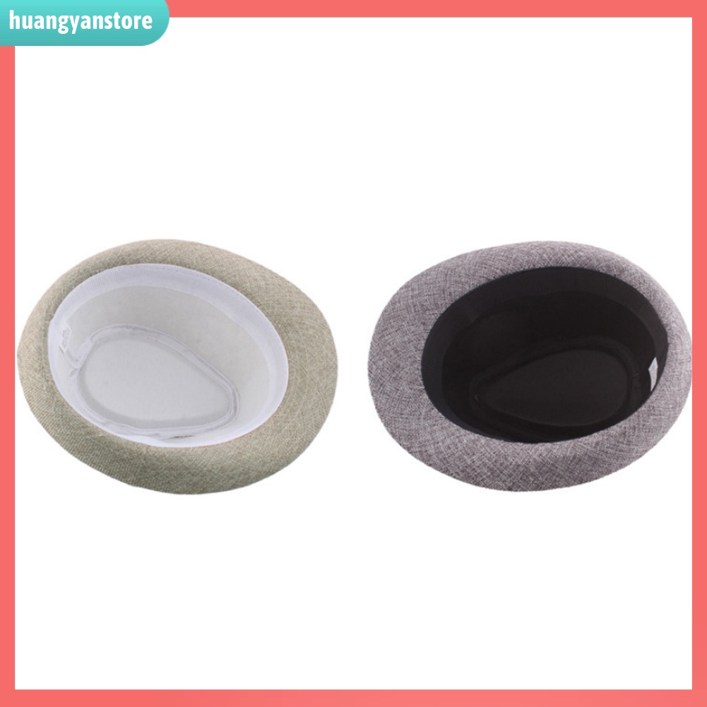 HY| Men Solid Color Wide Brim Fedora Felt Hat Panama Cap Boater Summer Beach Sunhat