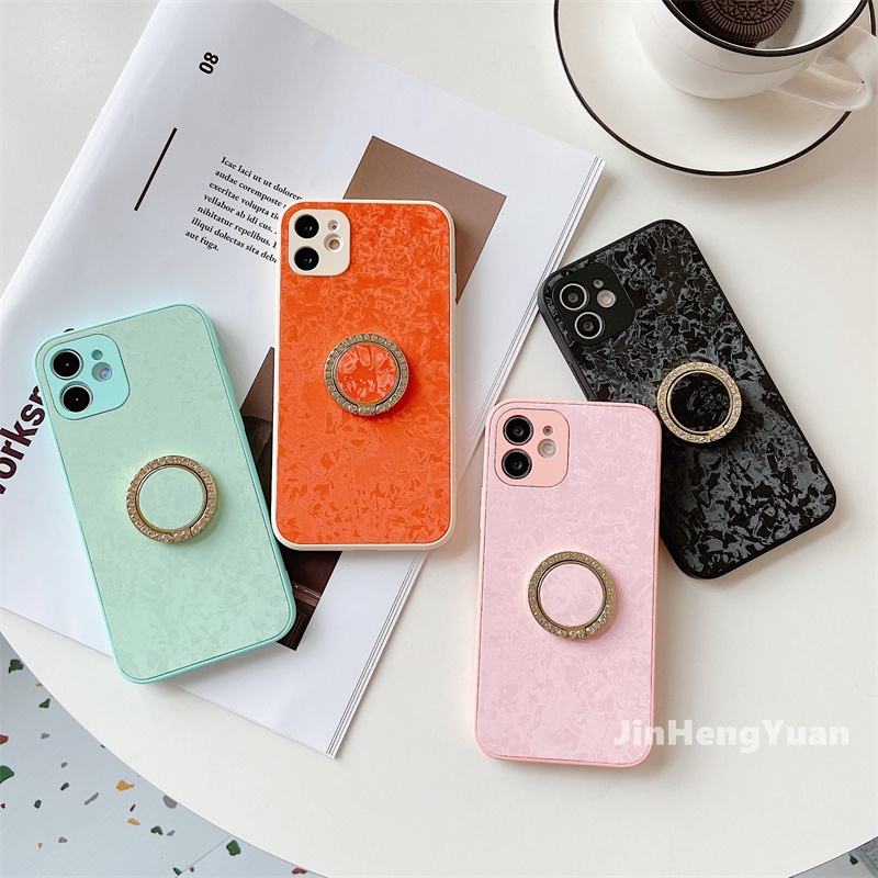 Màu Sắc Ốp Điện Thoại Họa Tiết Vỏ Sò Có Vòng Đỡ Cho Iphone 11 12 X Xs Pro Max 7 8 Plus Xr