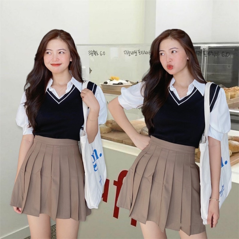[Ảnh thật] Set gile liền 2 món Ulzzang