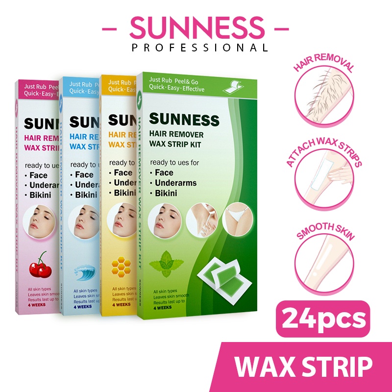 Set 24 miếng sáp dán tẩy lông SUNNESS hai mặt tự nhiên cỡ lớn 9x18 100g | BigBuy360 - bigbuy360.vn