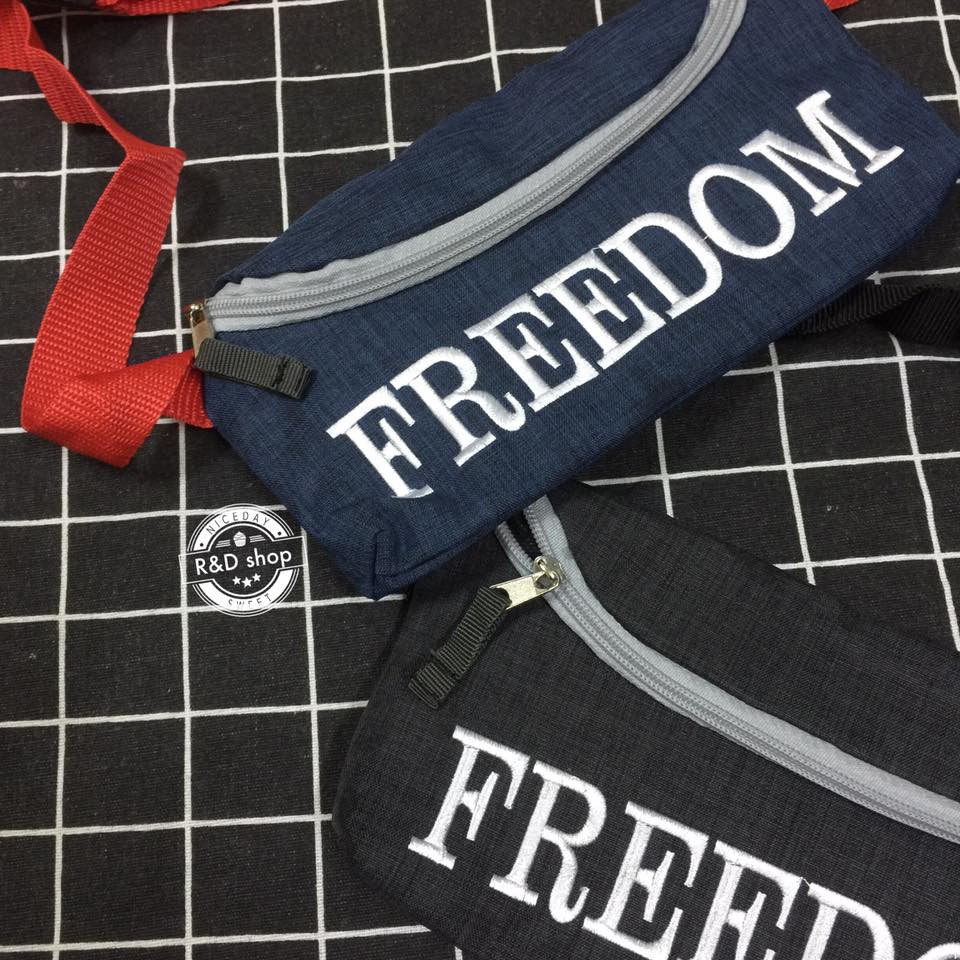 [Kéo xem ảnh thật] Túi mới về- Mẫu đeo chéo mini thêu chữ cực chất- Túi đeo chéo ảnh shop chụp- Tui thêu chữ Freedom