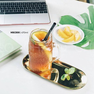 Combo 03 cốc thủy tinh có quai nắp nhôm hình con gà 500ml