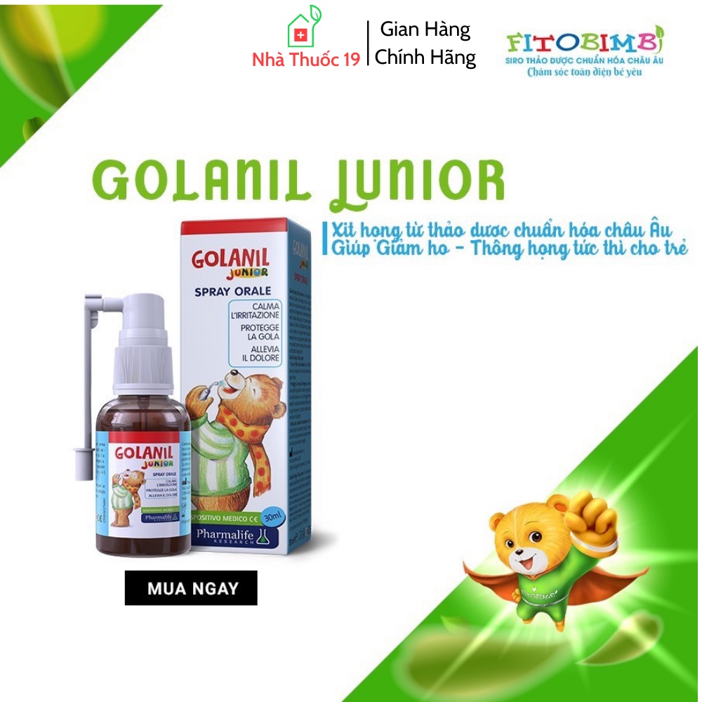 Golanil Spray Orale Junior Giúp giảm ho, viêm họng, nóng rát họng, thông họng tức thì cho bé, tăng hệ miễn dịch hiệu quả