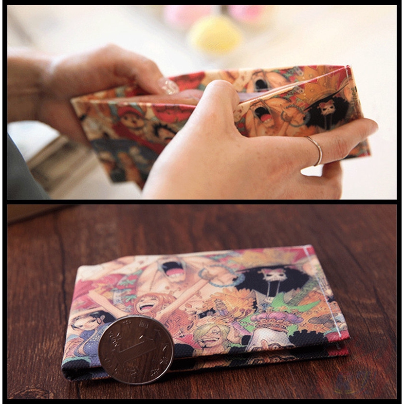 Ví tiền cầm tay vải canvas họa tiết hoạt hình One Piece 10 phong cách tùy chọn thời trang dành cho unisex và trẻ em
