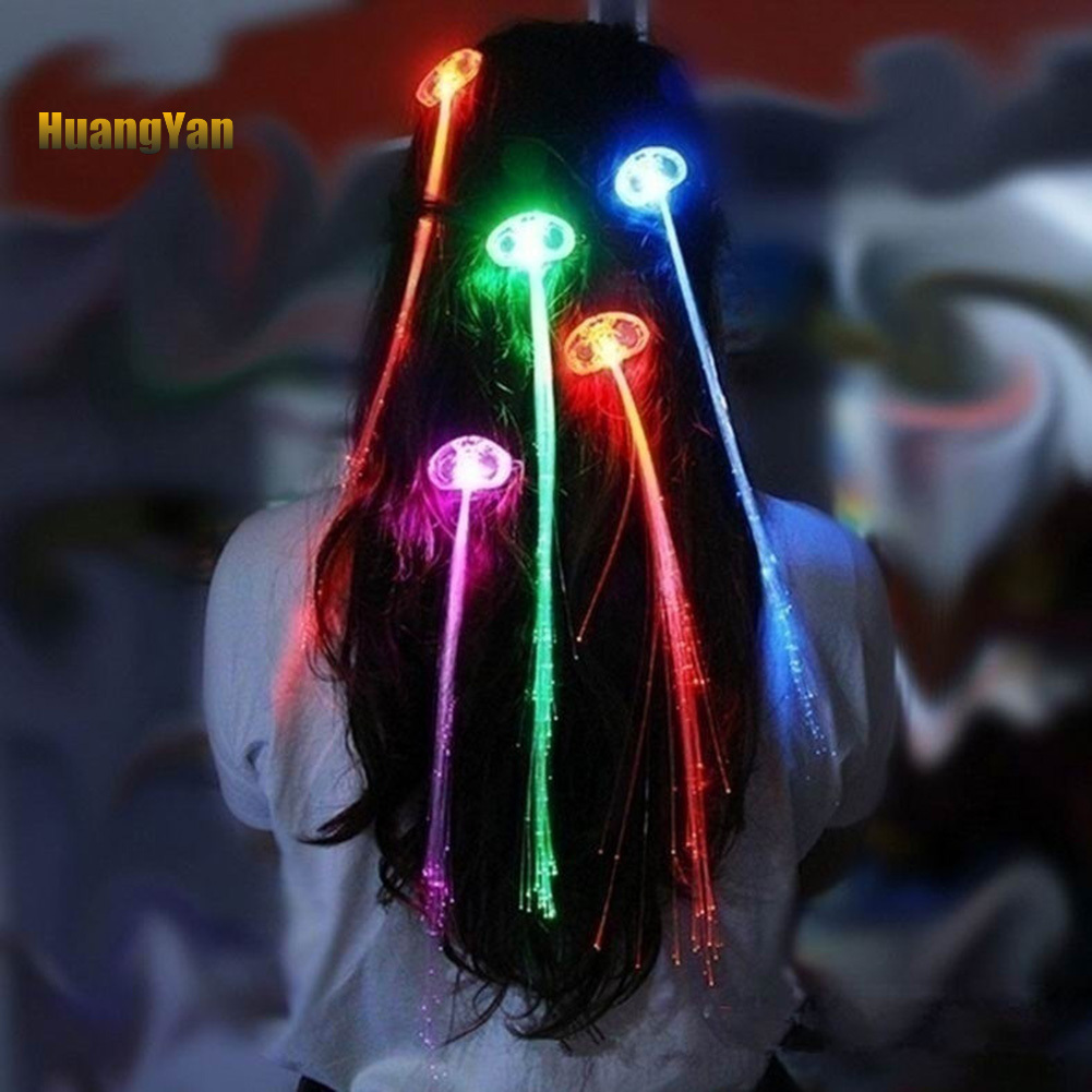*DJTS* LED Glowing Flash Wig Hair Braided Clip Show Party Christmas Decor Supplies