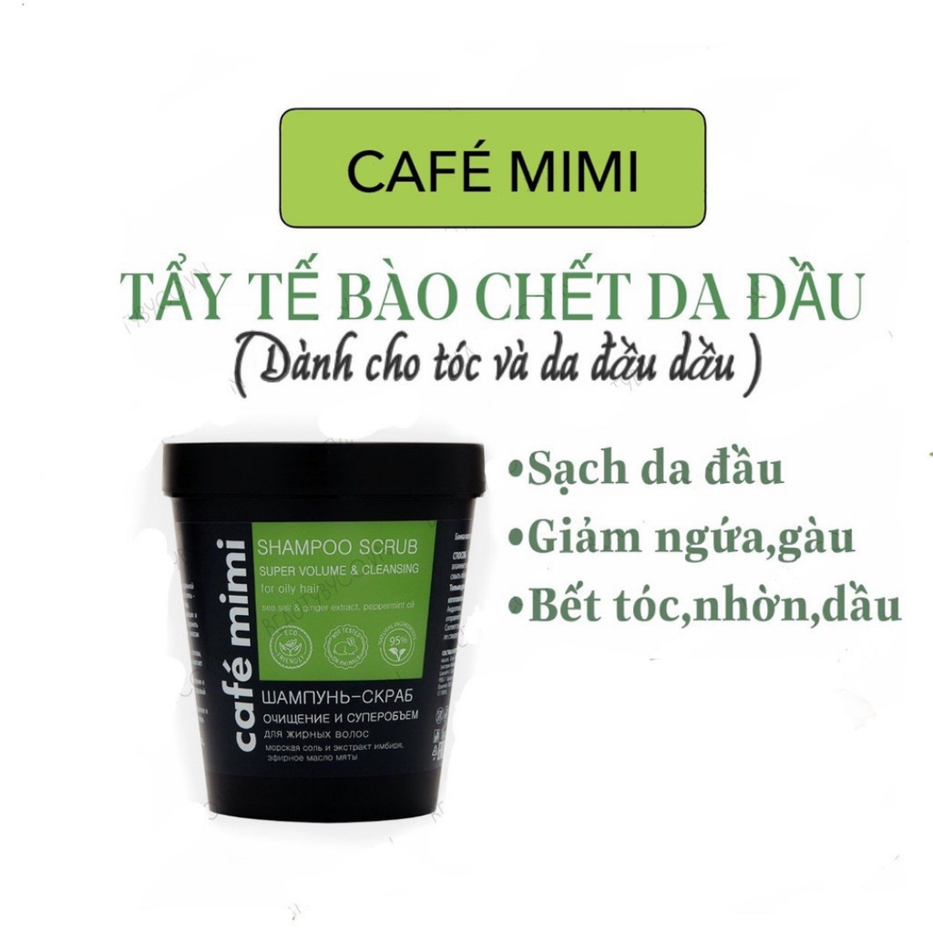 Tẩy Da Chết Da Đầu Cafe Mimi Shampoo Scrub 330g