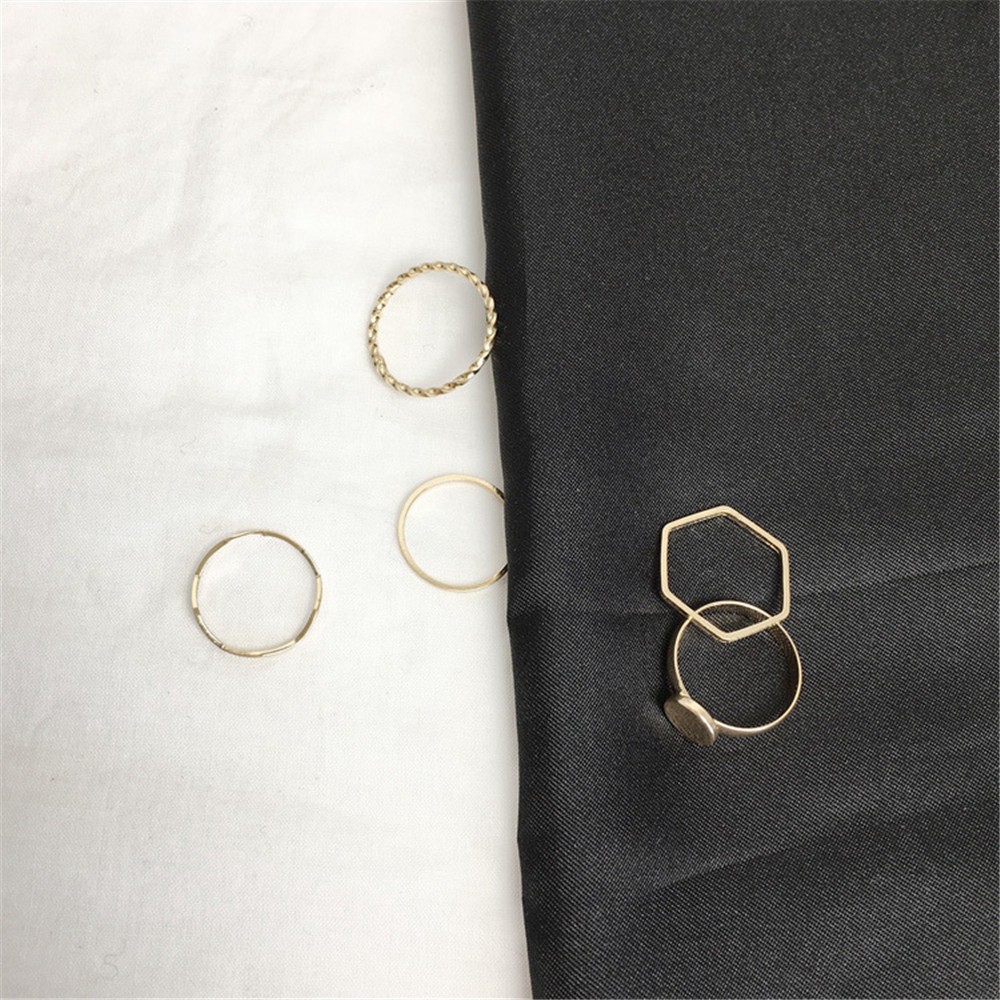 Set 5 Nhẫn Đeo Khớp Ngón Tay Đơn Giản Thời Trang Hàn Quốc Cho Nữ