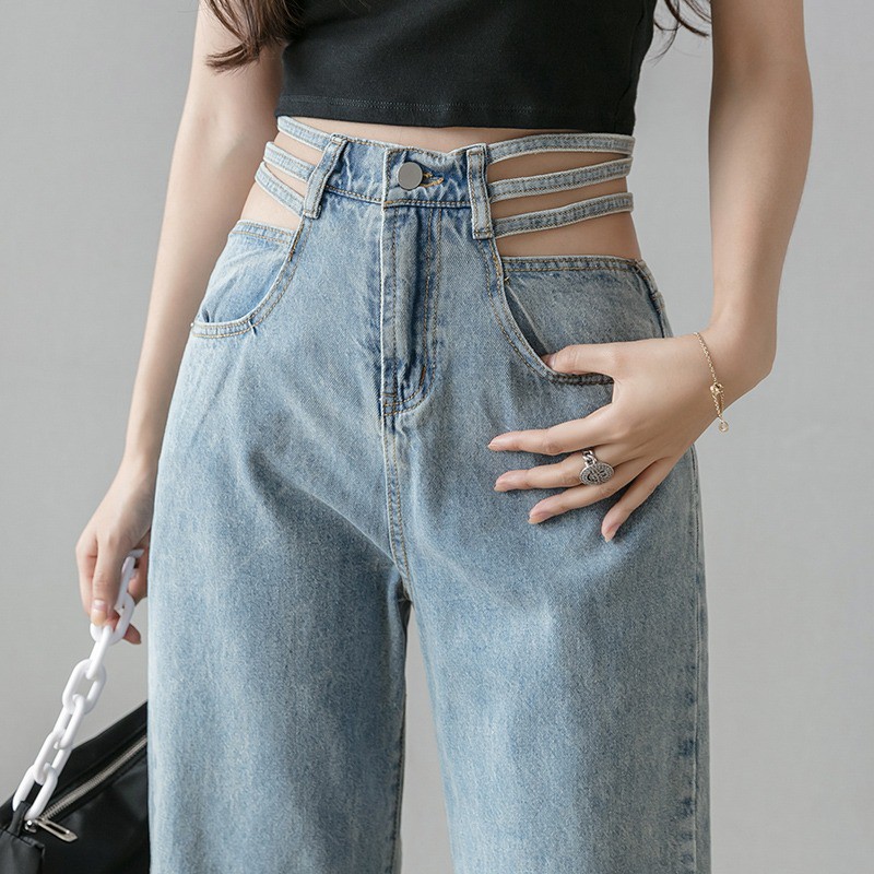 Quần jean nữ ống rộng xuông Emilyshop ulzzang