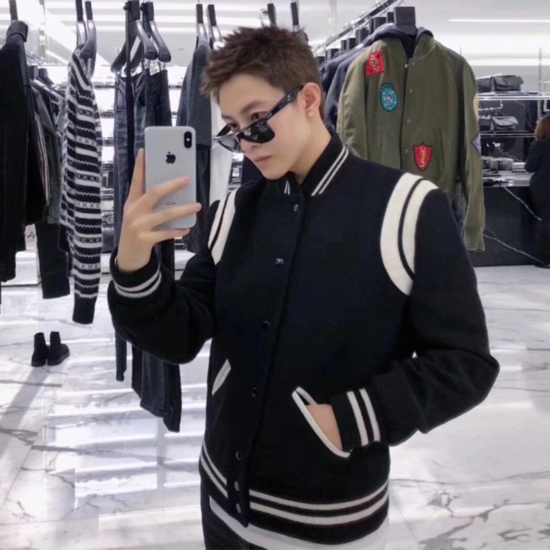 Áo khoác Bomber Teddy Sọc Viền đẹp form vừa SL Jacket chất nỉ dày