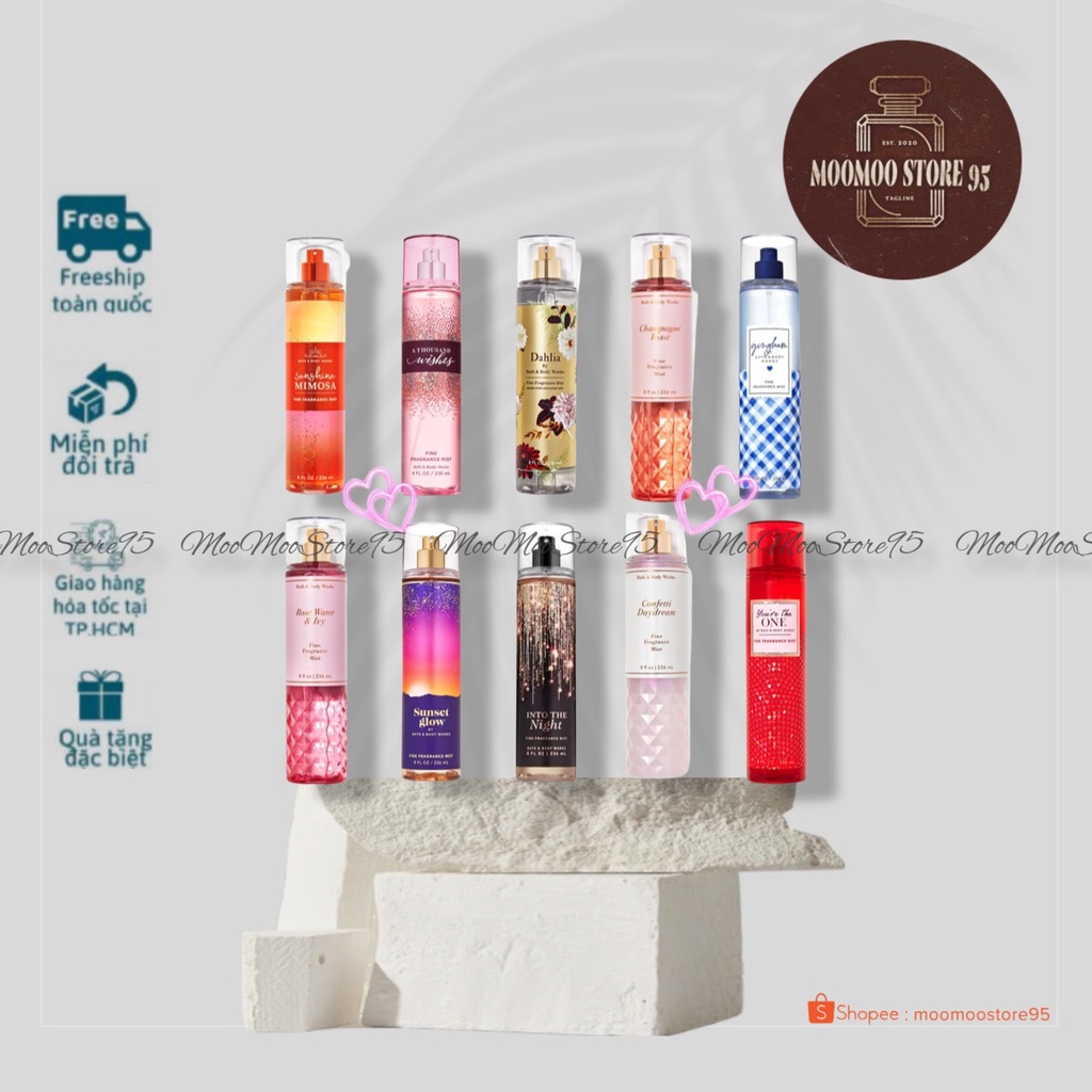 ❤️MOOMOO❤️ Xịt thơm toàn thân Victoria Secret và Bath Body Works 250ml full