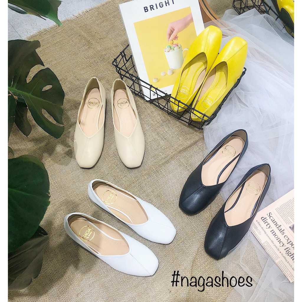 GIÀY BÚP BÊ NAGASHOES 2P MŨI VUÔNG PHỐI CHỈ NAB39 | BigBuy360 - bigbuy360.vn