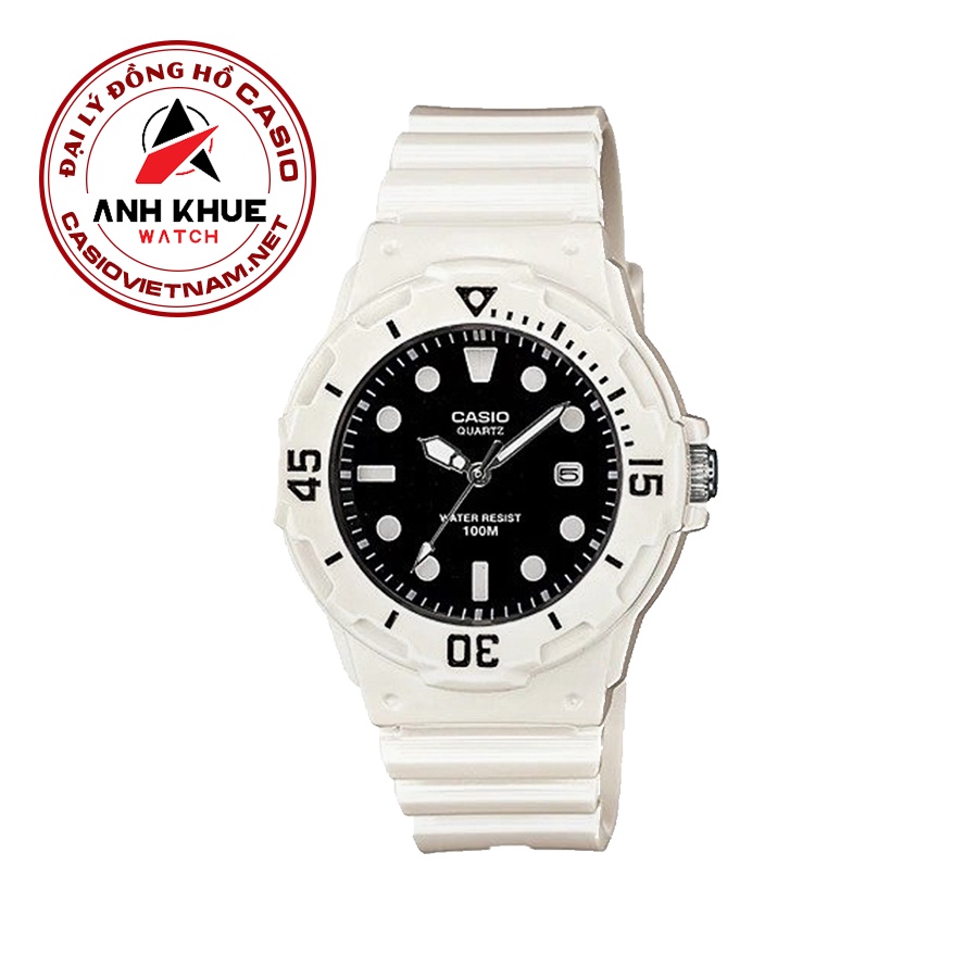 Đồng Hồ Casio Nữ LRW-200H-1EVDF Dây nhựa trắng - Mặt đen - Chống nước 100 mét