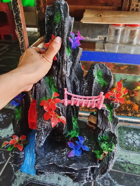 CẢNH NÚI CÓ BÁNH QUAY TRANG TRÍ HỒ CÁ NON BỘ 26x16x41cm