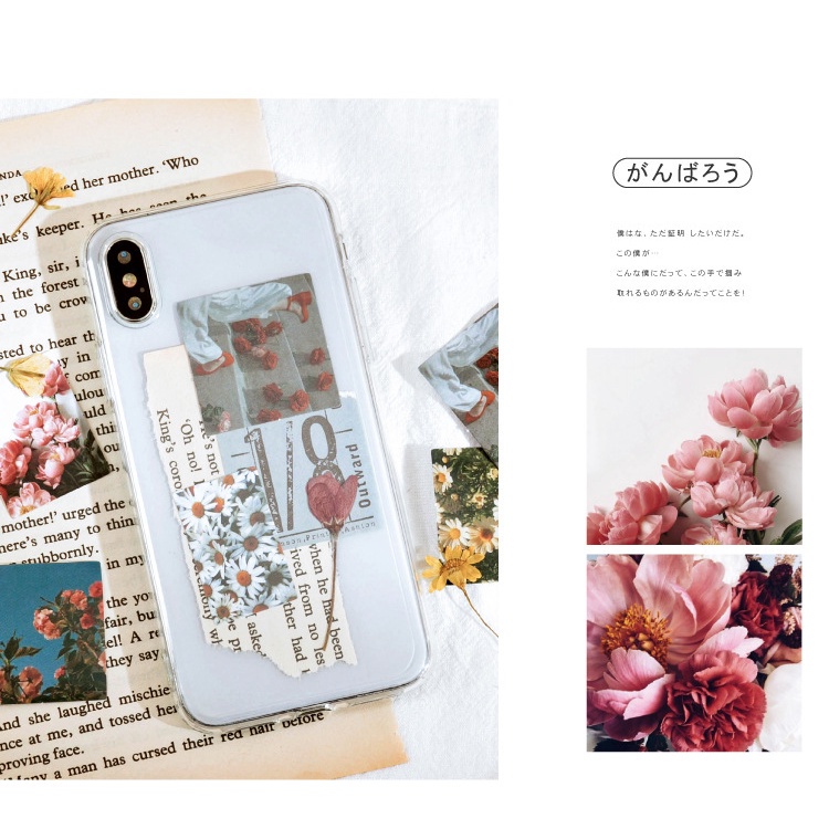 Set 46 miếng dán hình hoa trang trí sổ tay xinh xắn nghệ thuật