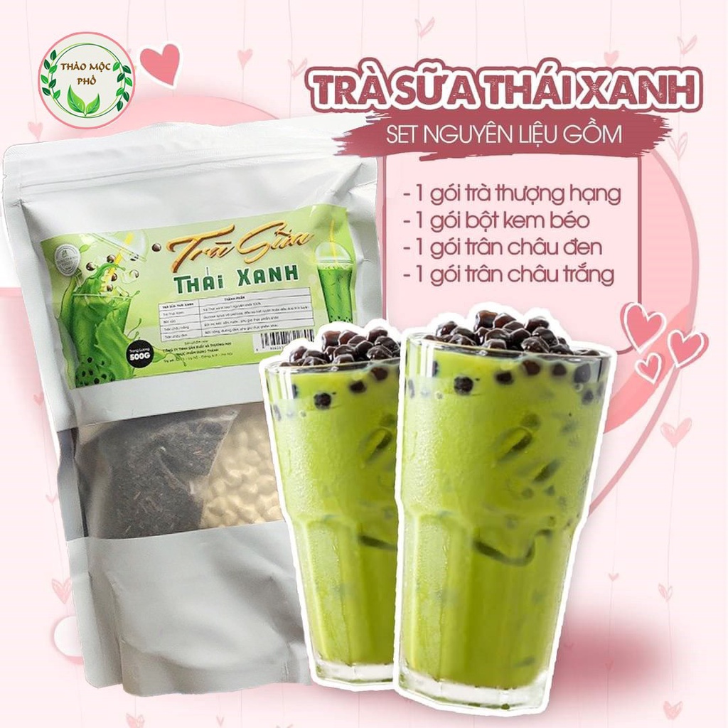 Set nguyên liệu pha trà sữa trân châu -(20 - 25 ly)- THẢO MỘC PHỐ (Thái xanh, thái đỏ, phúc long, socola...)