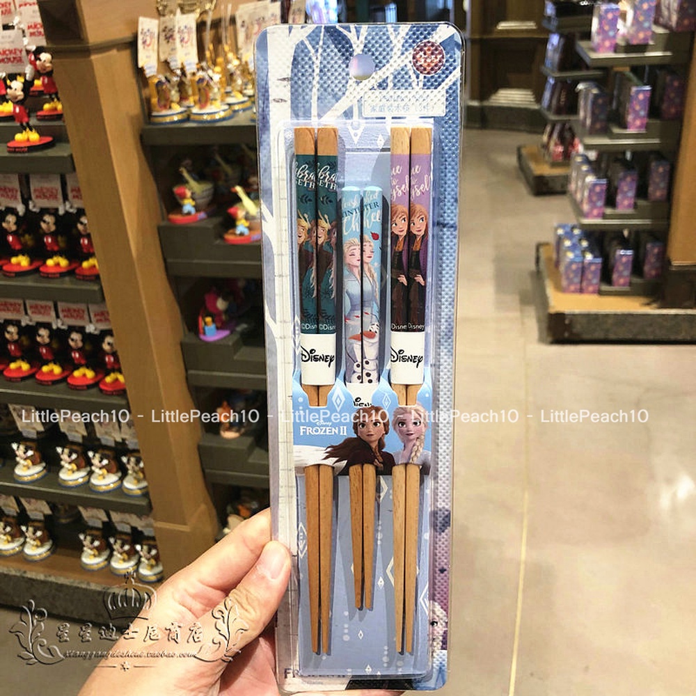 Set 3 Set 2 đũa gỗ Disney hình Frozen Mickey Minnie siêu đẹp cho trẻ em bé trai gái , nam nữ