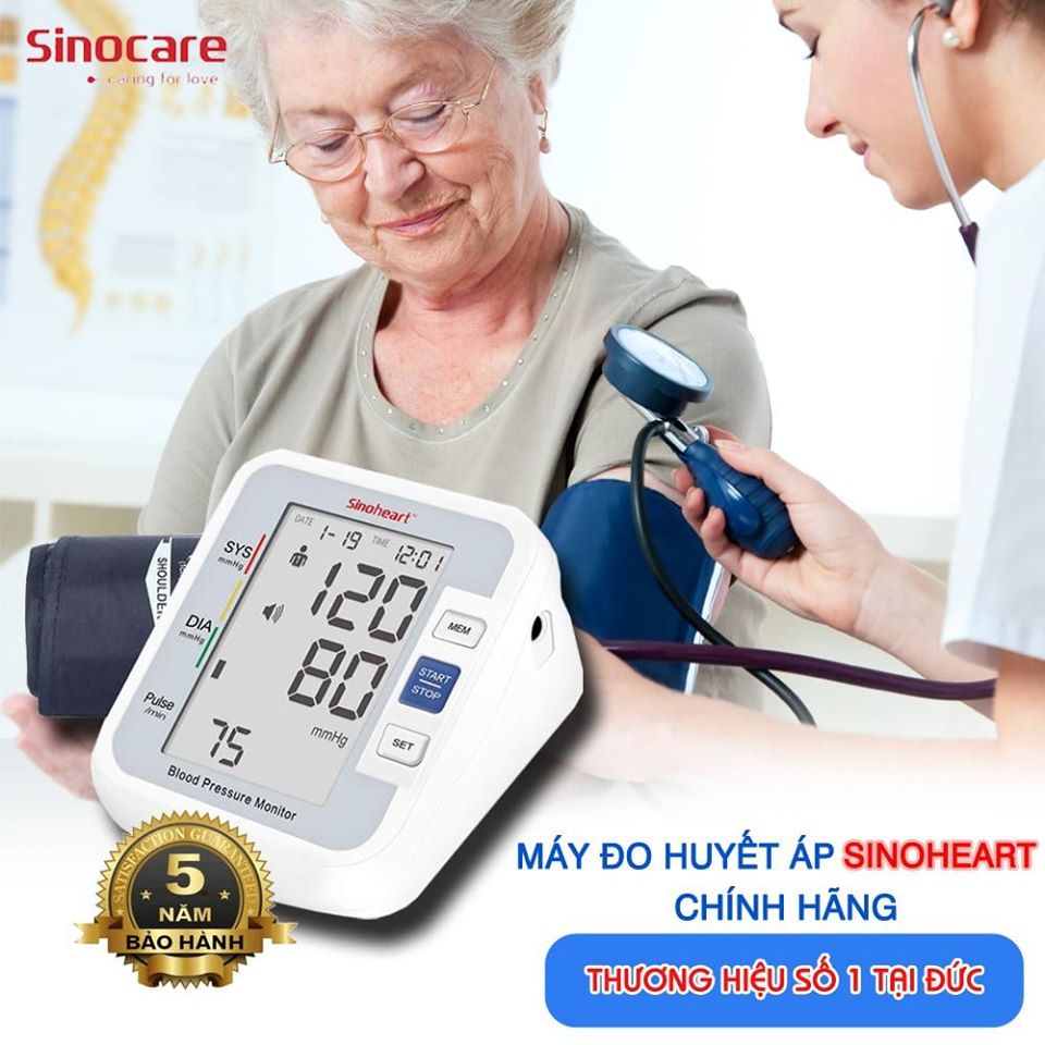 Máy đo, kiểm tra huyết áp điện tử Sinocare Sinoheart BA-801 Công Nghệ Đức - phiên bản có giọng nói thông minh