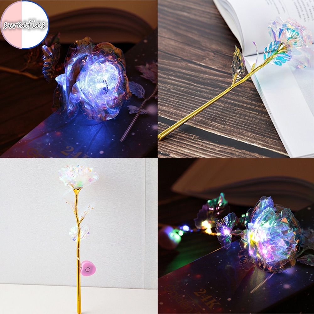 1 Lồng Đèn Hoa Hồng Mạ Vàng 24k Màu Sắc Sáng Tạo Làm Quà Tặng Valentine / Giáng Sinh