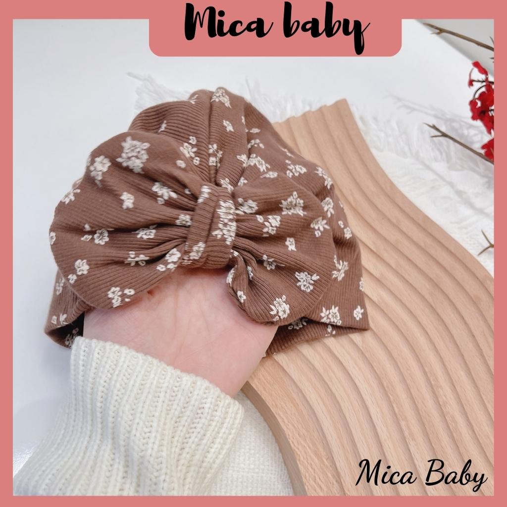 Mũ nón turban hoa nâu đáng yêu cho bé 6-10kg Mica baby MTB73