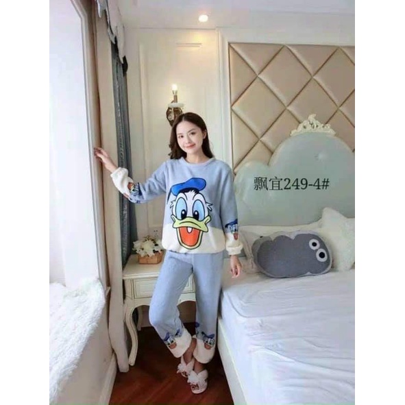 Bộ ngủ mặc nhà - Bộ ngủ lông dày dặn, siêu dễ thương dành cho nữ.
