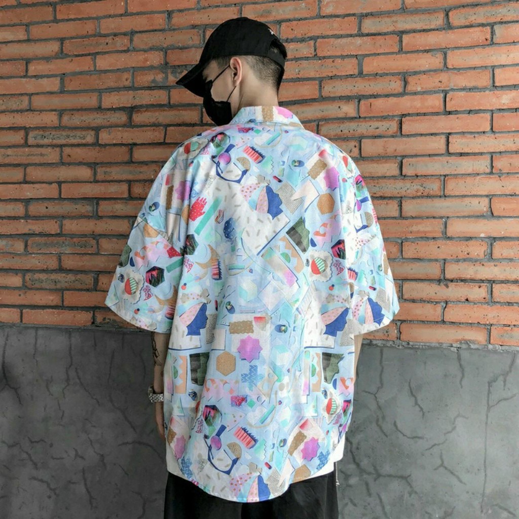 Áo sơ mi lụa nam nữ form rộng tay lở in hoạ tiết chữ, áo đôi cặp nhóm chất lụa mềm mịn, thoải mái lên form chuẩn
