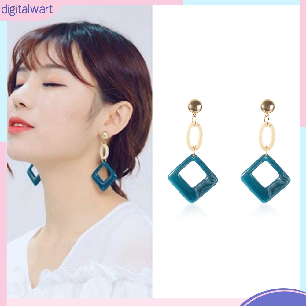 Khuyên tai hình tròn/thoi dáng dài thanh lịch cho nữ