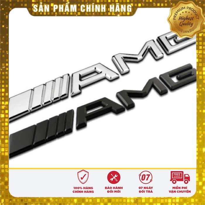 Tem Decal logo chữ AMG 3D hợp kim inox dán xe đuôi ô tô G50803 - G50802 Kích thước 19*2cm
