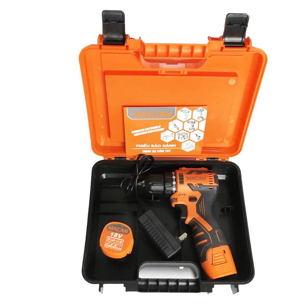 Máy Khoan Pin MACAN 18V không Chổi Than Pin 4 Cell