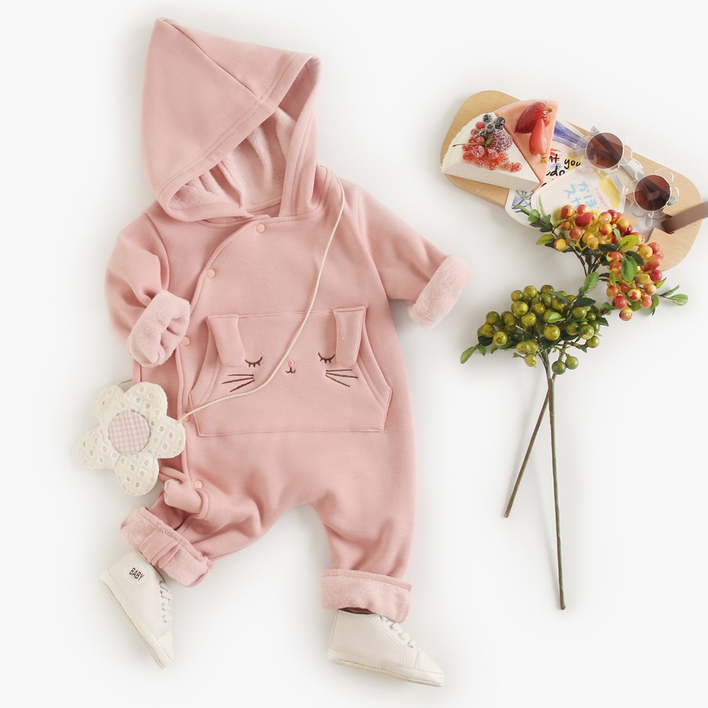 Áo Liền Quần Sanlutoz Bằng Vải Cotton Có Nón Dành Cho Bé Gái