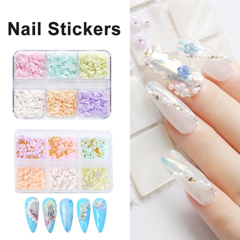 Bộ Phụ Kiện Trang Trí Móng Tay Nhiều Màu Sắc Dễ Thương Bắt Mắt