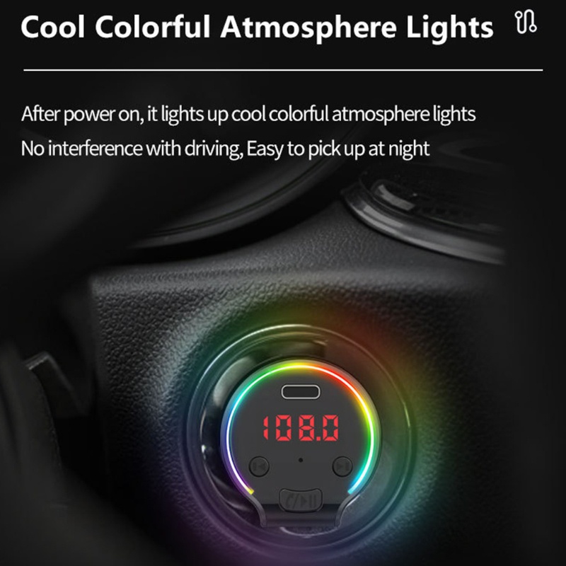 Thiết Bị Chơi Nhạc MP3 Kết Nối Bluetooth Có Đèn LED Nền Hỗ Trợ Gọi Rảnh Tay Chống Ồn Tiện Dụng Cho Xe Hơi