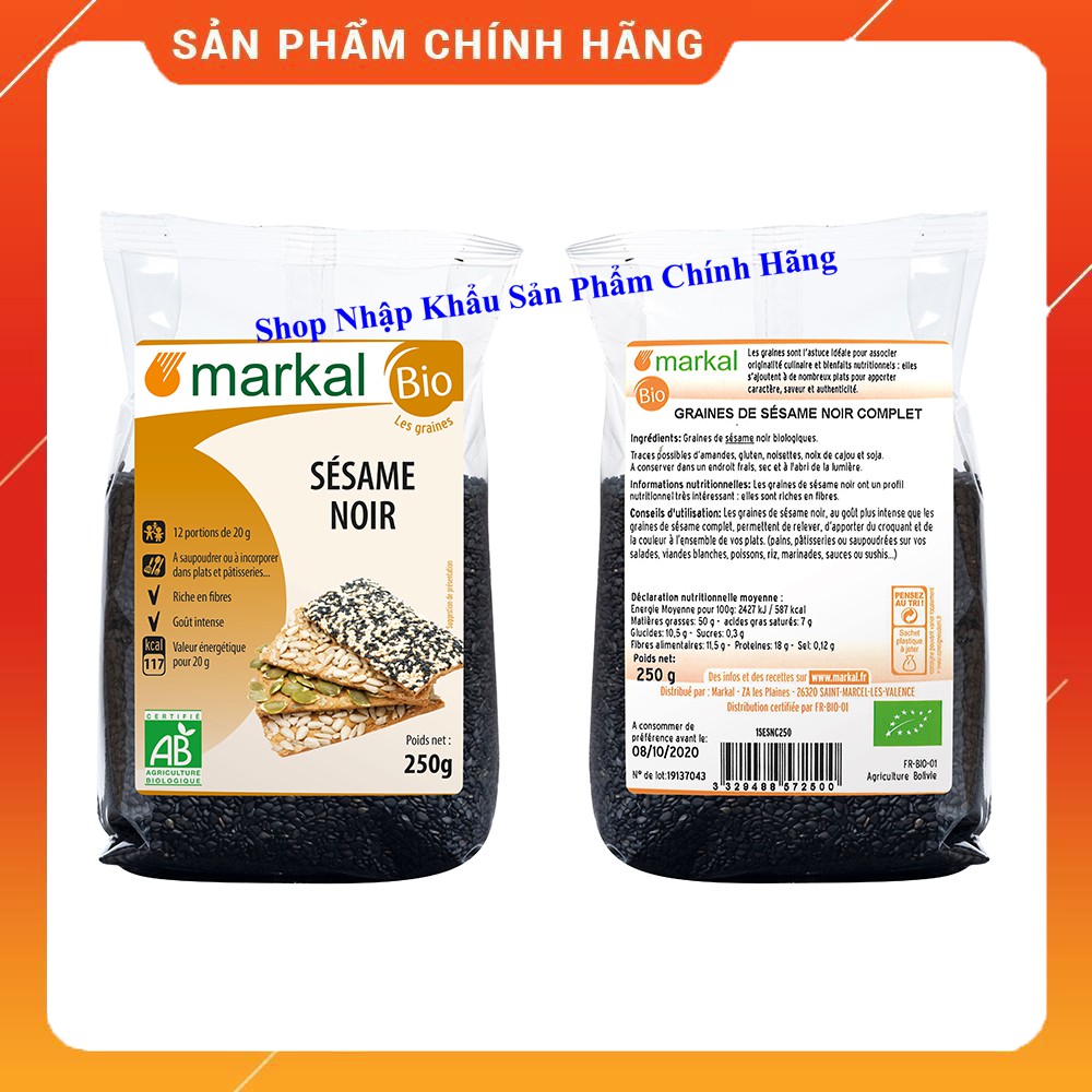 [CHÍNH HÃNG] Hạt mè đen hữu cơ Markal 250g từ Pháp (có tách lẻ)