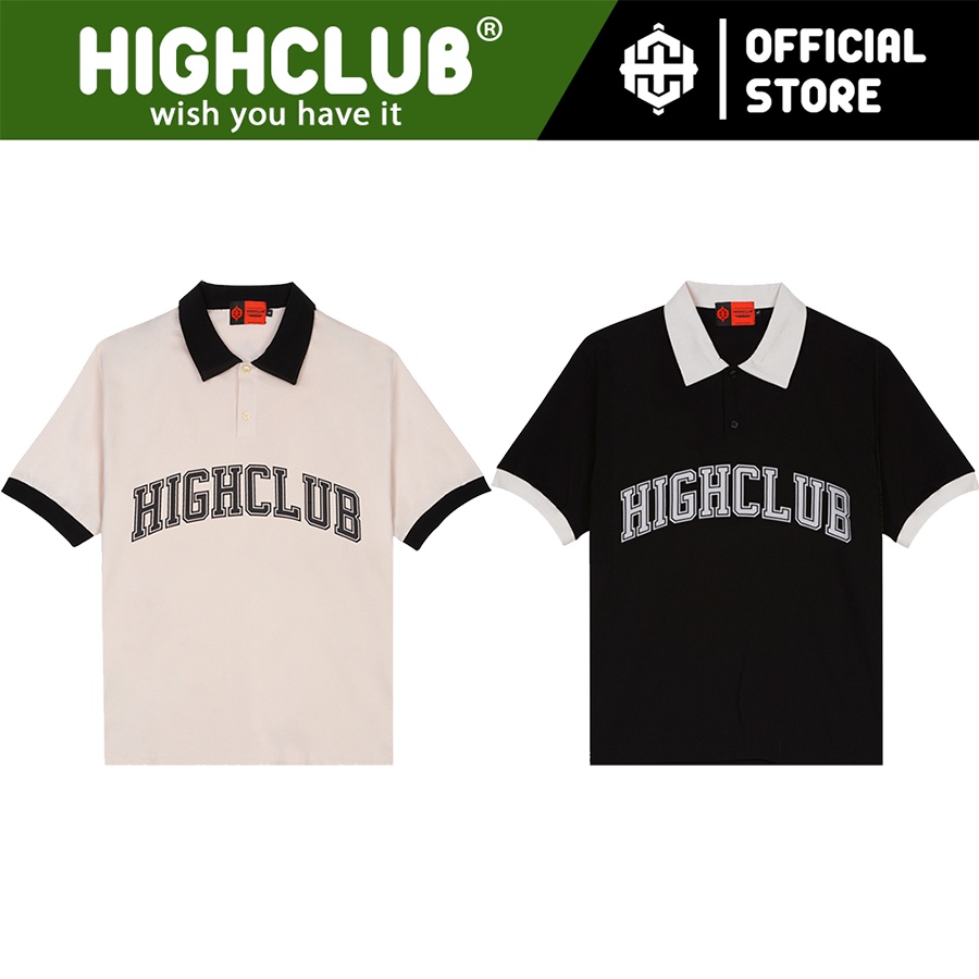 Áo POLO BASIC Tay Lỡ Unisex Nam/Nữ Màu Đen và Beige Cổ Bẻ - HIGHCLUB Brand Chính Hãng