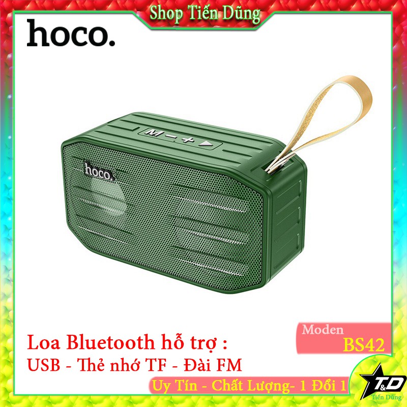 Loa bluetooth Hoco BS42 V5.0 hỗ trợ đài FM USB thẻ nhớ TF có dây cài tích hợp pin 500mAh