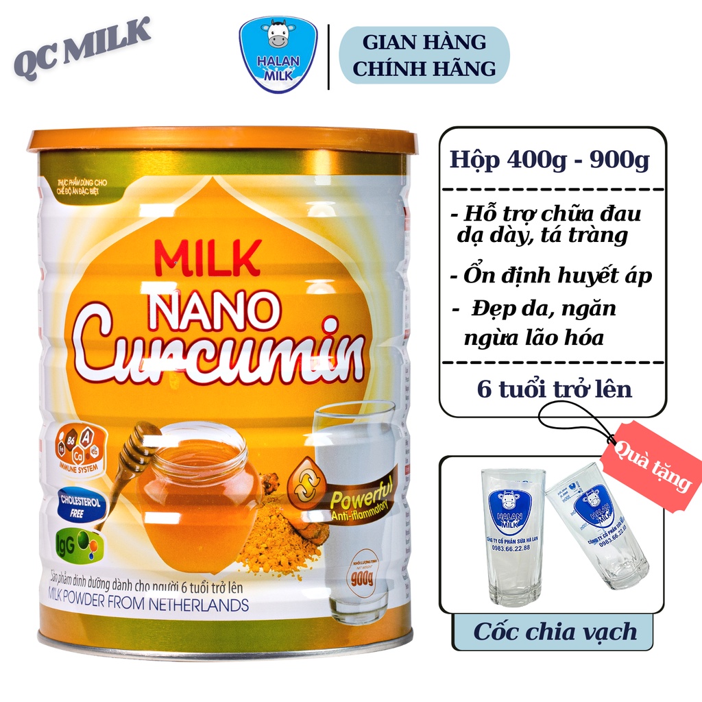 [Mua 3 tặng 1] COMBO 3 hộp Sữa nghệ milk nano curcumin 900g/hộp -Tốt cho người bị dạ dày, đại tràng,Halanmilk