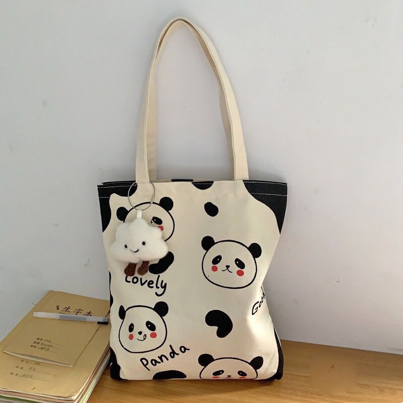 Túi tote đeo vai hình panda đáng yêu kèm mặt đám mây