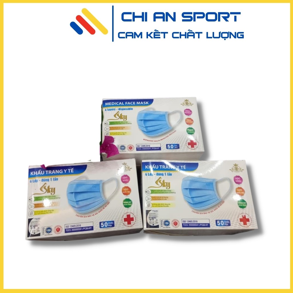 Hộp 50 khẩu trang y tế SKY mask 4 lớp kháng khuẩn Ngăn Ngừa Vi Khuẩn,Khói Bụi Độc Hại